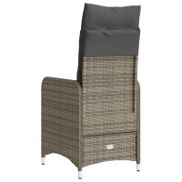 vidaXL Gartensessel mit Kissen 2 Stk. Verstellbar Grau Poly Rattan