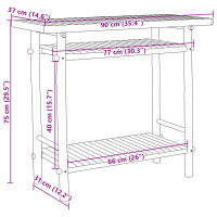 vidaXL Konsolentisch 90x37x75 cm Bambus