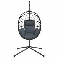 vidaXL H&auml;ngesessel Ei-Design mit St&auml;nder Anthrazit Rattan und Stahl