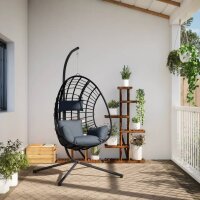 vidaXL H&auml;ngesessel Ei-Design mit St&auml;nder Anthrazit Rattan und Stahl