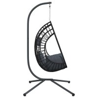 vidaXL H&auml;ngesessel Ei-Design mit St&auml;nder Anthrazit Rattan und Stahl