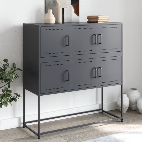 vidaXL Sideboard Anthrazit 100,5x39x107 cm Kaltgewalzter Stahl