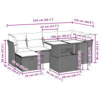 vidaXL 7-tlg. Garten-Sofagarnitur mit Kissen Beige Poly Rattan