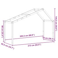 vidaXL Dach f&uuml;r Kinderbett Wachsbraun 213x85,5x144,5 cm Massivholz