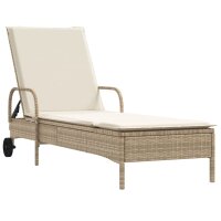 vidaXL Sonnenliegen mit Auflagen 2 Stk. Beige Poly Rattan