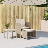 vidaXL Gartenstuhl mit Fu&szlig;hocker Beige Poly Rattan