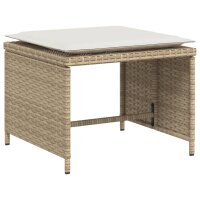 vidaXL Gartenstuhl mit Fu&szlig;hocker Beige Poly Rattan