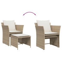 vidaXL Gartenstuhl mit Fu&szlig;hocker Beige Poly Rattan