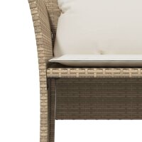 vidaXL Gartenstuhl mit Fu&szlig;hocker Beige Poly Rattan