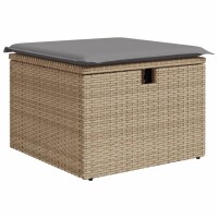 vidaXL 8-tlg. Garten-Sofagarnitur mit Kissen Beige Poly Rattan