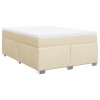 vidaXL Boxspringbett mit Matratze Creme 160x200 cm Stoff