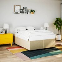 vidaXL Boxspringbett mit Matratze Creme 160x200 cm Stoff