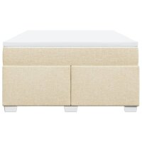 vidaXL Boxspringbett mit Matratze Creme 160x200 cm Stoff