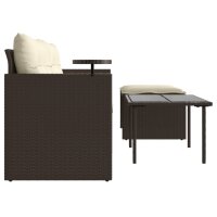 vidaXL 3-tlg. Garten-Sofagarnitur mit Kissen Braun Poly Rattan