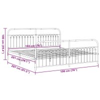 vidaXL Bettgestell mit Kopf- und Fu&szlig;teil Metall Wei&szlig; 193x203 cm