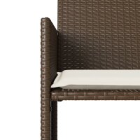 vidaXL Gartensofa 2-Sitzer mit Tisch und Hockern Braun Poly Rattan