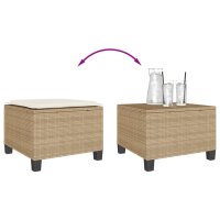 vidaXL 3-tlg. Bistro-Set mit Kissen Beige Poly Rattan