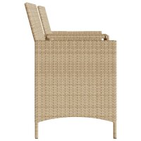 vidaXL Gartensofa 2-Sitzer mit Tisch und Hockern Beige Poly Rattan