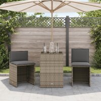 vidaXL 3-tlg. Bistro-Set mit Kissen Beige Poly Rattan