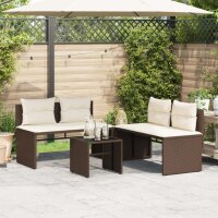 vidaXL 4-tlg. Garten-Sofagarnitur mit Kissen Braun Poly Rattan