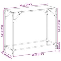 vidaXL Konsolentisch mit Glasplatte Schwarz 98x35x81 cm Stahl