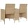 vidaXL Gartensofa 2-Sitzer mit Tisch und Kissen Beige Poly Rattan