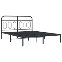 vidaXL Bettgestell mit Kopfteil Metall Schwarz 150x200 cm