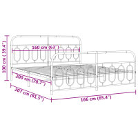 vidaXL Bettgestell mit Kopf- und Fu&szlig;teil Metall Schwarz 160x200 cm