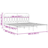 vidaXL Bettgestell mit Kopfteil Metall Wei&szlig; 200x200 cm