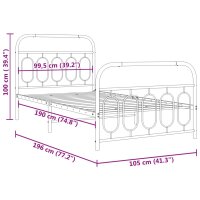 vidaXL Bettgestell mit Kopf- und Fu&szlig;teil Metall Wei&szlig; 100x190 cm