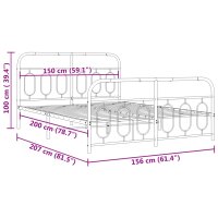 vidaXL Bettgestell mit Kopf- und Fu&szlig;teil Metall Wei&szlig; 150x200 cm