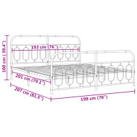 vidaXL Bettgestell mit Kopf- und Fu&szlig;teil Metall Wei&szlig; 193x203 cm