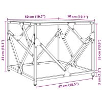 vidaXL Couchtisch mit Glasplatte Transparent 50x50x41 cm Stahl