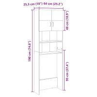 vidaXL Waschmaschinenschrank Sonoma-Eiche 64x25,5x190 cm Holzwerkstoff