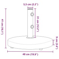 vidaXL Sonnenschirmst&auml;nder &Oslash;32/38/48 mm Mast 25 kg Rund