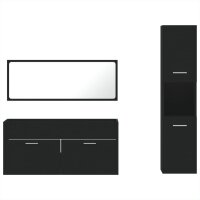 vidaXL 3-tlg. Badm&ouml;bel-Set Schwarz Holzwerkstoff