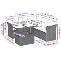 vidaXL 6-tlg. Garten-Sofagarnitur mit Kissen Beige Poly Rattan