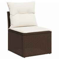 vidaXL 10-tlg. Garten-Sofagarnitur mit Kissen Braun Poly Rattan