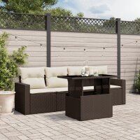 vidaXL 5-tlg. Garten-Sofagarnitur mit Kissen Braun Poly...