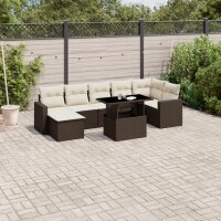 vidaXL 8-tlg. Garten-Sofagarnitur mit Kissen Braun Poly Rattan