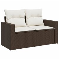 vidaXL 9-tlg. Garten-Sofagarnitur mit Kissen Braun Poly Rattan