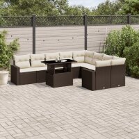 vidaXL 10-tlg. Garten-Sofagarnitur mit Kissen Braun Poly...