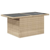 vidaXL 9-tlg. Garten-Sofagarnitur mit Kissen Beige Poly Rattan