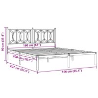 vidaXL Bettgestell mit Kopfteil Metall Wei&szlig; 160x200 cm