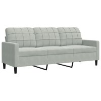 vidaXL 3-Sitzer-Sofa Hellgrau 180 cm Samt