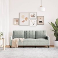 vidaXL 3-Sitzer-Sofa Hellgrau 180 cm Samt