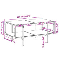 vidaXL Couchtisch mit Glasplatte Transparent 98,5x50x45 cm Stahl