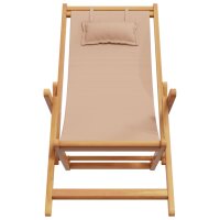 vidaXL Strandstuhl Klappbar Taupe Massivholz Eukalyptus und Stoff