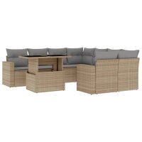 vidaXL 9-tlg. Garten-Sofagarnitur mit Kissen Beige Poly Rattan