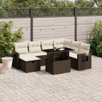 vidaXL 8-tlg. Garten-Sofagarnitur mit Kissen Braun Poly Rattan